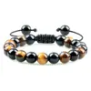 Comercio Exterior Europeo y Americano Creativos Espaciados Brillantes Pulseras Ojo de Tigre Piedra de Lava Volcánica Pulseras Trenzadas con Cuentas Pulseras de Yoga