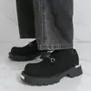 Zapatos de cuero para hombre transfronterizos, Botas de trabajo estilo británico, Zapatos casuales modernos de punta ancha y suela gruesa estilo coreano, Zapatos de cuero formales de negocios