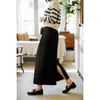Falda nueva de invierno suelta adelgazante cintura elástica falda elegante de moda combinable abertura trasera falda de lana ajustada