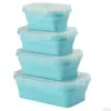 Fiambrera de silicona en stock, fiambrera de silicona plegable para microondas, caja de almacenamiento para refrigerador, juego de cajas para conservación de alimentos