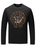 Camiseta de Manga Larga para Hombre Primavera y Otoño 2026 Algodón Modal Cabeza de Tigre con Pedrería Talla Grande Ajuste Delgado para Hombre Camiseta Básica