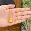 Colar da Sorte com Pingente de Flor de Lótus Cravejada com Diamantes no Mesmo Estilo da Loja de Ouro Jinyan, Pingente de Buda Portátil Cravejado com Diamantes, Corrente