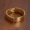 Pulseira de Relógio Masculino de Luxo Transfronteiriça, Bracelete de Aço Titânio com Gravação a Laser do Logo, Banhado a Ouro 18K, Bracelete Hip-Hop que Não Desbota