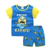 Ropa de Casa Manga Corta para Niños con Historia de Aviones Traje de Verano para Niños Traje para Aire Acondicionado Pijama de Dibujos Animados C04