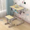 Juego de Mesa y Silla de Estudio para Niños Escritorio Escritorio para Escribir en Casa Apartamento Pequeño Estudiantes de Primaria y Secundaria Pueden Levantar el Escritorio para Tareas