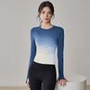 Top Deportivo de Gama Alta para Mujer Ropa de Moda Degradada para Correr de Manga Larga Profesional Ajustado Adelgazante Traje de Yoga Otoño e Invierno
