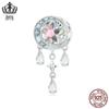Aifule Novo Apanhador de Sonhos Estrela Lua Franja com Contas S925 Prata Esterlina Banhado a Platina Cor Mágica Pulseira DIY Joia