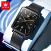 Reloj Marca Oris Nuevo Popular Cuadrado Rayas Ultra Delgado Cuarzo Impermeable Luminoso Reloj para Hombre Reloj de Hombre