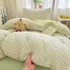 Gaze de Camada Dupla Roupa de Cama para Dormitório Estudantil Conjunto de Três Peças Roupa de Cama para Quarto Capa de Edredom Individual Lençol de Elástico Lençol Roupa de Cama