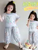 Conjunto de Dibujos Animados para Niñas Verano 2026 Estilo Nuevo Lindo Top con Volantes de Manga Corta y Pantalones Anti-Mosquitos Conjunto de Dos Piezas para Bebés Niñas