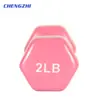 Haltere hexagonais brilhantes com revestimento de plástico, fitness masculino e feminino para crianças, cabo convexo com revestimento de plástico, pequenos fabricantes de halteres personalizados