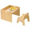 Novo Conjunto de Mesa e Cadeira de Desmame Montessori para Crianças Móveis Infantis Escadinha Ajustável para Crianças Pequenas Mesa de Jantar de Madeira para Bebês