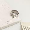 Anillo Geométrico Irregular de Ola Estilo Coreano para Mujer, Anillo Abierto de Moda Retro con Borde Ancho para Dedo Índice