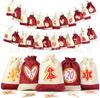 2025 Novo Calendário do Advento de Natal Saco de Presente Contagem Regressiva 24 Sacos Penduráveis Cordão Doce Pacote Bolso Conjunto