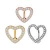 Anillos para el Ombligo de Moda Europea y Americana, Piercings para el Ombligo, Joyería de Plata con Forma de Corazón, Cobre Incrustado con Piedras, Oro Rosa, Oro, Plata, Incrustación de Circonita