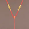 Cuerda de Cadena para Collar Colgante Dorada para Hombres y Mujeres, Cuerda Colgante de Colgante Tejida a Mano, Cuerda Roja Ajustable para Colgante de Jade