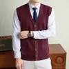 Suéter masculino gola V, espesso, ultrassuave e anti-pilling, com design de costas abertas [também disponível como cardigã de manga longa]