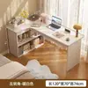 Escritorio de esquina para estudiar y usar la computadora, escritorio de oficina, tocador de dormitorio para niñas, mesa de esquina con estantería integrada