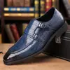 Zapatos de Piel Brillante con Patrón de Cocodrilo Personalizados para Hombre con Hebillas Metálicas, Suelas Suaves Cómodas para los Pies, Zapatos de Piel de Negocio para Hombre