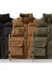 Chaleco de Algodón Estilo Montaña para Hombre, Chaleco de Algodón Grueso Cálido de Invierno, Chaqueta de Algodón sin Mangas Multi-Bolsillo Estilo Americano Workwear, Abrigo de Moda para Parejas