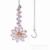 Colgante de Cristal Colorido Flor Pequeña Hecho a Mano Envuelto en Alambre Colgante Decoración Exterior para Coche Cruz de Cuentas DIY Artículos Transfronterizos