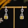 Pendientes de Clip para Mujer de Diamante Completo de Zircón, Exquisitos, de Venta Caliente Transfronteriza Europea y Americana, Versátiles y de Moda, Cuadrados y Redondos Simples, Venta al por Mayor