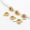 Color Oro Real 18K Zirconia Conservante de Color Incrustado Patrón de Agujero Grande Pulsera de Perlas Redondas Accesorios de Joyería Espaciadores Hechos a Mano para DIY C44