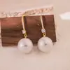 Pendientes de Gancho de Perla y Circonita de Moda Estilo Coreano, Pendientes Largos Exquisitos y Simples, Pendientes de Lujo Ligero y de Alta Gama al por Mayor para Mujeres