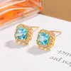 Novos Brincos Quadrados de Zircônia de Alto Padrão Açúcar Cúbico Personalidade Feminina Modernos Exquisitos Versáteis Simples Brincos Modernos Luxo Leve