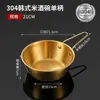 Tigela de vinho de arroz estilo coreano em aço inoxidável 304 com alça, tigela dourada para ramen, tigela para molho de churrasco estilo coreano, direto da fábrica para vendas transfronteiriças