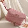 Runhui Otoño e Invierno Nuevo Bolsa de Cosméticos de Terciopelo Holandés de Doble Capa Versión con Etiqueta de Cuero Bolsa de Cosméticos Cosméticos Bolsa de Cosméticos Gran Capacidad