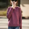 Moletom com Capuz Outono/Inverno Malha Fina Redutor de Idade Jacquard Manga Longa Camada Base Suéter Feminino Lã Tendência Camada Interna Sensação de Nova Temporada Fio Mesclado