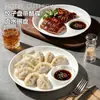 Plato de plástico para dumplings, plato para snacks de papas fritas y pollo frito con compartimento para salsa, plato para aperitivos fríos de restaurante, venta al por mayor comercial