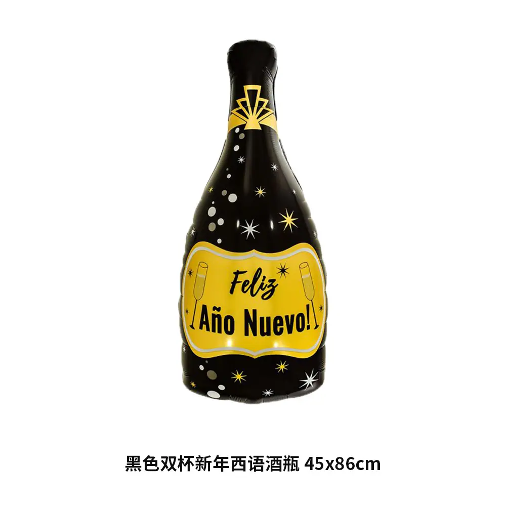 黑色双杯新年西语酒瓶 45x86cm