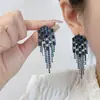 Brincos de Tarraxa com Franjas Azul Klein Atmosfera Personalidade Europeia e Americana Exagerados Moda Temperamento Estilo Socialite Luxo Leve Joia de Orelha Explosiva