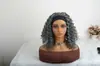 Peluca de diadema cruzada europea y americana, cinta de seda de hielo, cabello rizado pequeño, permanente de maíz, peluca de diadema de fibra sintética