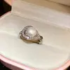 Anel Aberto Coração de Zircônia Estilo Princesa com Pérola, Toque de Luxo Leve e de Alta Qualidade, Anel para Dedo Indicador, Acessório de Mão Versátil da Moda de Nicho para Mulheres