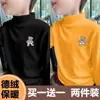 Y2327# Camiseta de Manga Longa para Meninos Roupas de Outono Primavera Jaqueta Camisa Base De Veludo Gola Semi-alta Roupas de Outono para Meninos Camiseta Quente