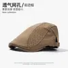Gorra de Visera Ancha de Secado Rápido Hueca Transpirable para Hombres Mujeres Primavera Verano Boina de Copa Suave Hace que la Cara se Vea Más Pequeña Gorra Plana Versátil Estilo Británico