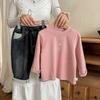 Camiseta Interior de Terciopelo con Dibujos para Niños Ropa Infantil 2025 Invierno Nuevo Estilo Coreano Niño Pequeño Cuadros Cuello Redondo Ropa Rosa