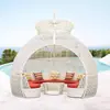 Sofá cama nido de pájaro, Sillón reclinable de playa para piscina, Cama exterior creativa para zonas costeras, Toldo de ratán jaula de pájaro