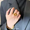 Novo Anel de Laço Dourado Escovado Estilo Chinês, Moda Vintage de Luxo Leve de Alta Qualidade, Anel com Design de Nicho Doce e Fofo