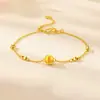 Loja de Ouro Mesmo Estilo Ouro Areia Método Antigo Ouro Triturado Olho de Gato Pulseira de Contas Douradas para Mulheres, Joias de Design de Nicho em Ouro de Imitação