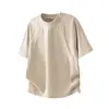 Yidao Vintage 2026 Verano Nuevo Estilo Americano Moderno Patchwork Desconstruido Manga Corta para Hombre Minimalista de Gama Alta Camiseta Cuadrada