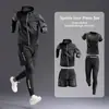 Conjunto de Roupa Esportiva Masculina para Todas as Estações 3-5 Peças Fitness Corrida Ciclismo Academia Treino Elástico Roupa para Jogging Boxe Caminhada Roupa Esportiva