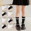 Calcetines apilados para niños, otoño e invierno, nuevos calcetines de tubo medio con perlas de un solo color, calcetines de princesa con lazo y perlas.