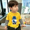 Camiseta de manga larga para niño, nuevo modelo otoño 2026, playera básica de algodón puro para niños, top estiloso para niños, dos piezas para primavera y otoño
