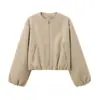 AliExpress Comércio Exterior 2026 Primavera/Outono Novo Estilo Europeu e Americano Material Macio Piloto Gola Redonda Zíper Jaqueta Curta Casaco