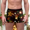 Comércio Exterior Transfronteiriço Roupa Íntima Masculina Estampada de Natal Estilo Novo Europeu e Americano Confortável e Respirável Seda de Leite Boxer de Cintura Média