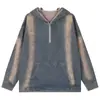 Comercio Transfronterizo Ligeramente Imperfecto Americano Primavera y Otoño Estilo Retro Perezoso Media Cremallera Denim Moda Jersey Superior Suelto y Alto
